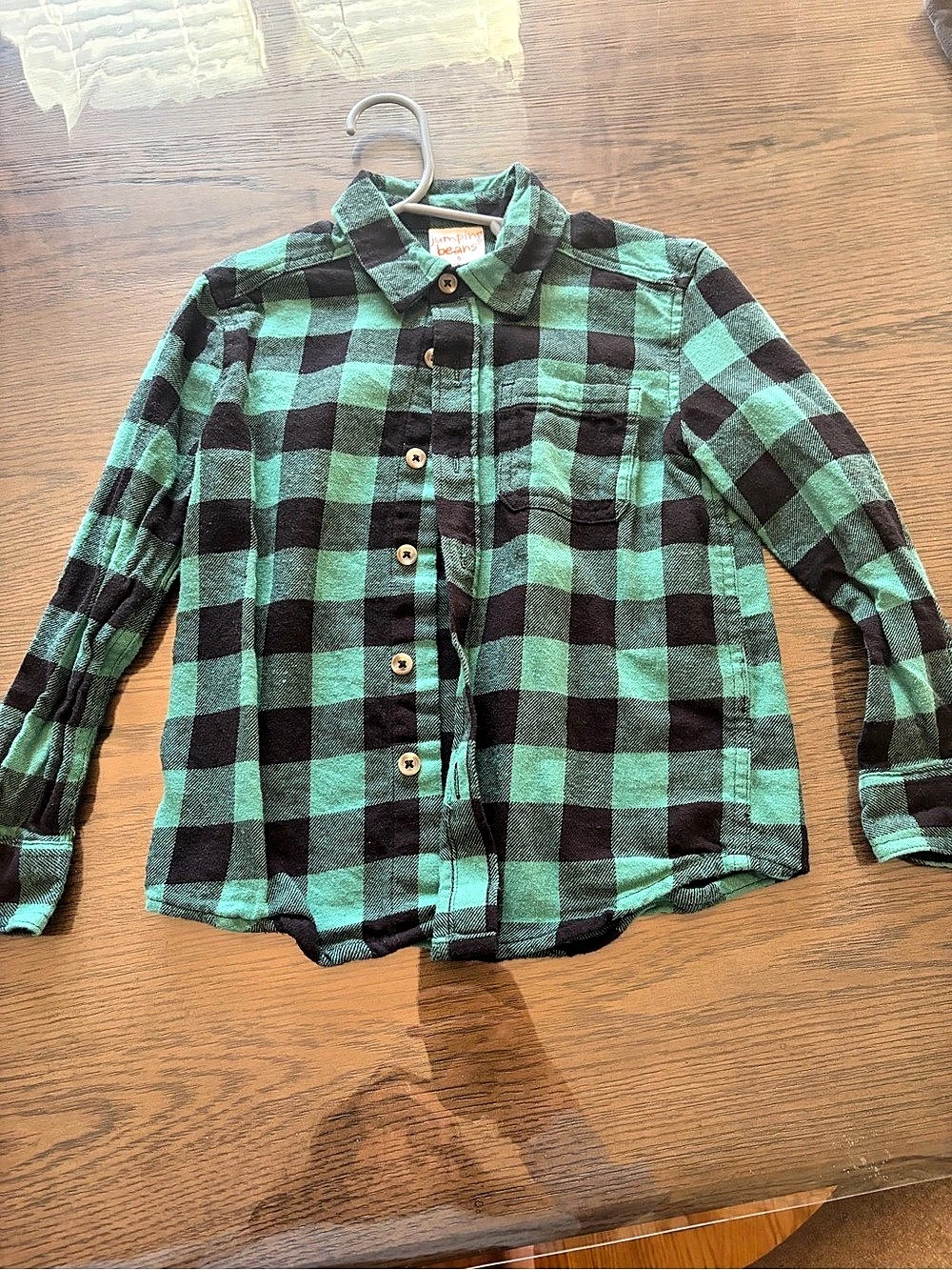 jumping beans Long-Sleeve Buffalo Plaid Flannel Button-Down Shirt. Size 5